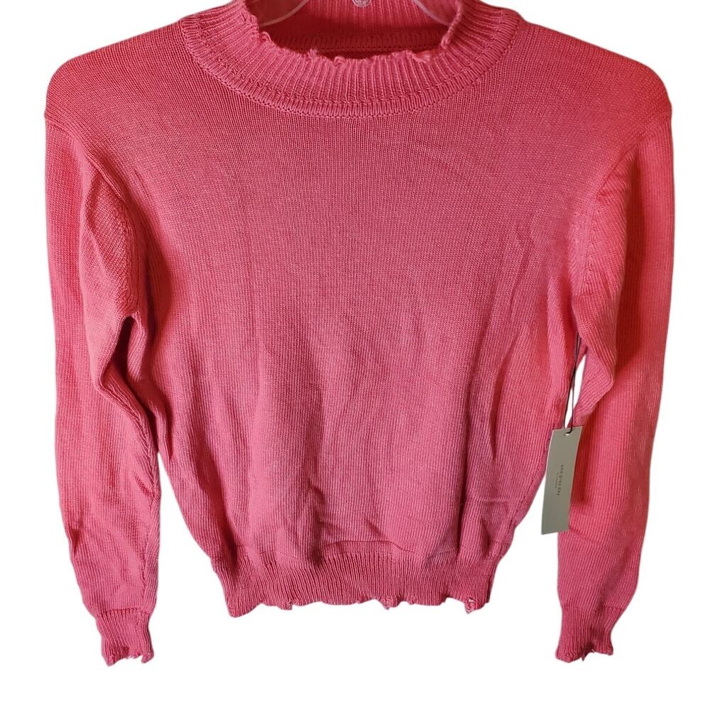 One Grey Day Jazz Pullover Mock Neck Sweater, Pink Shock, S